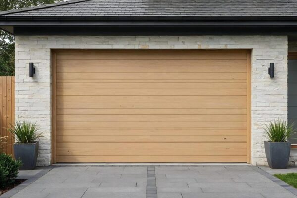 Garage doors – a sectional door in light timber